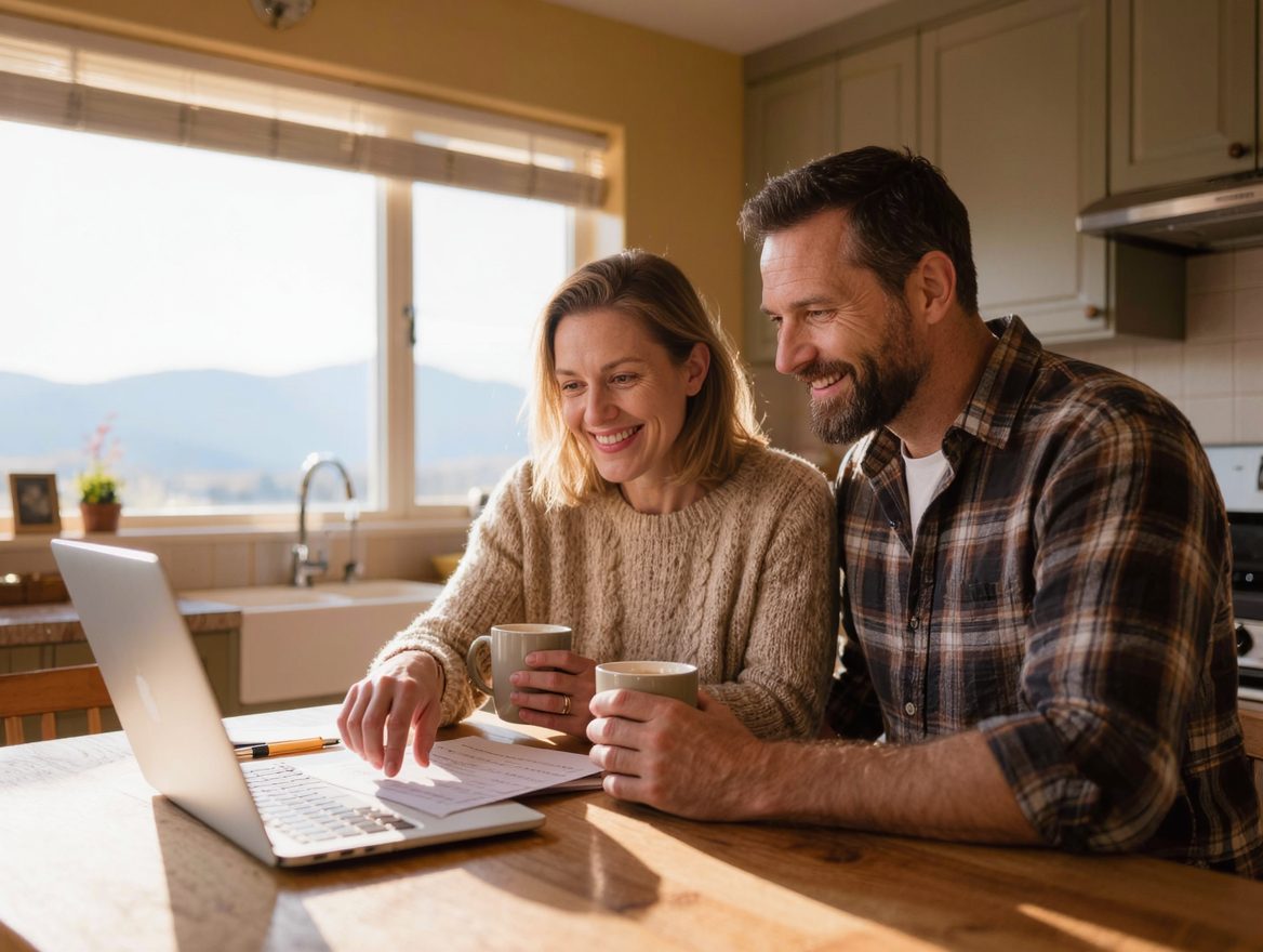 Parents reviewing school funding options at their kitchen table
